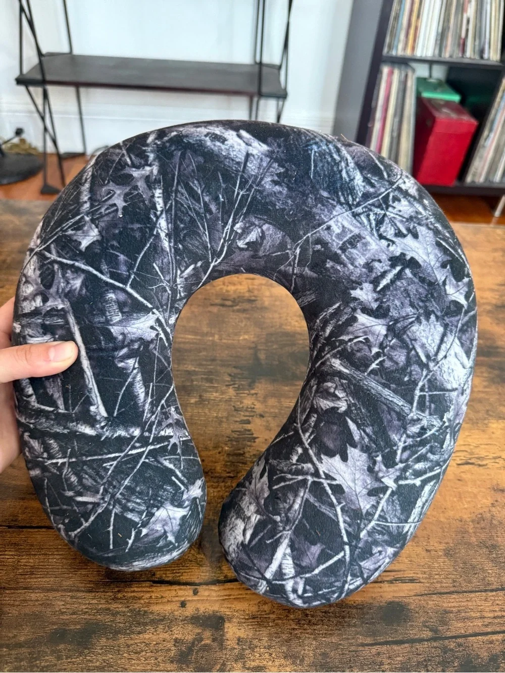 U-Shaped Travel Neck Pillow - Black Camouflage
